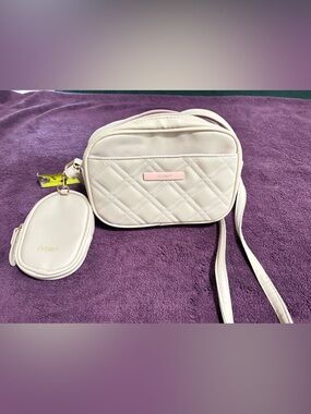 Mexican Signature Cyzone Cream Quilted Crossbody Bag with Coin Pouch